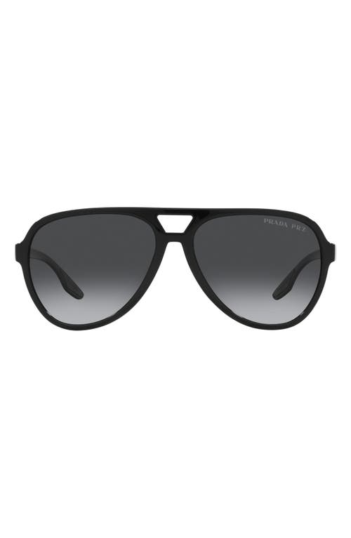 59mm Gradient Polarized Pilot Sunglasses in Black