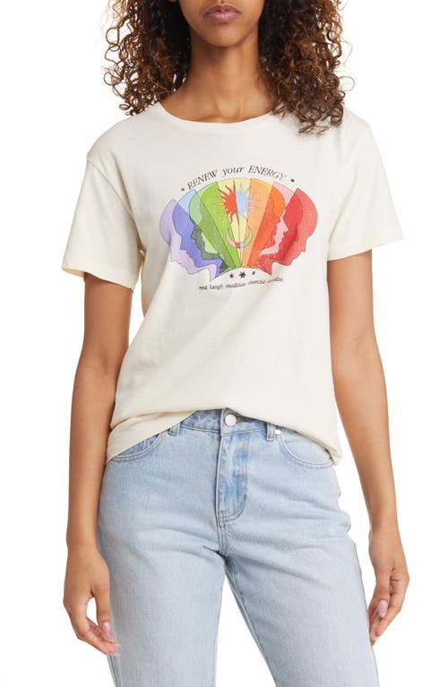 Golden Hour Rainbow Renew Energy Cotton Graphic T-shirt In Washed Marshmallow