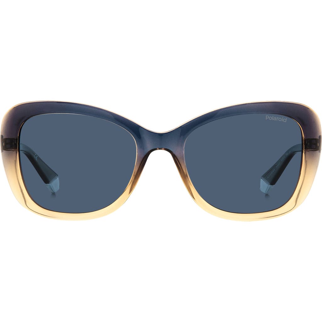 Polaroid 53mm Polarized Cat Eye Sunglasses In Blue Beige/blue Polarized