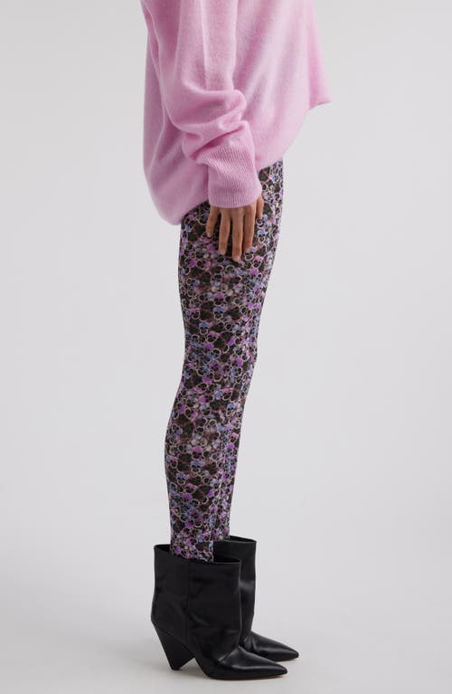 Shop Isabel Marant Joshua Floral Print Rib Leggings In Purple