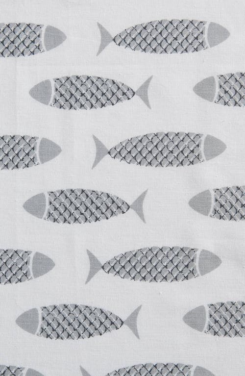 Nautica Woodblock Fish Twin Sheet Set In Grey