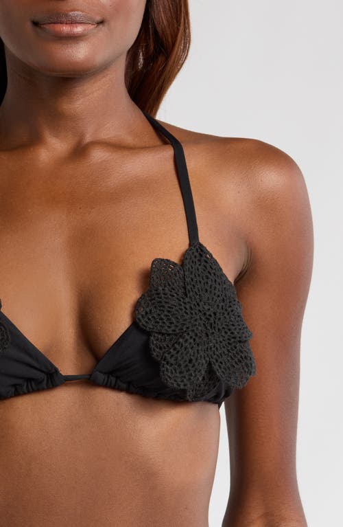 Pq Swim Fleur Triangle Bikini Top In Jet Black