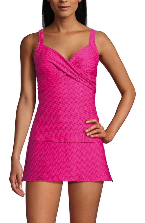 Shop Lands' End Wrap Underwire Tankini Top Swimsuit In Prism Pink