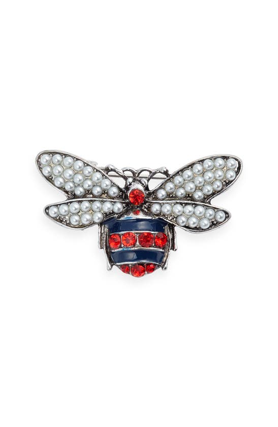 Shop Clifton Wilson Crystal Bee Lapel Pin In Silver/ Red