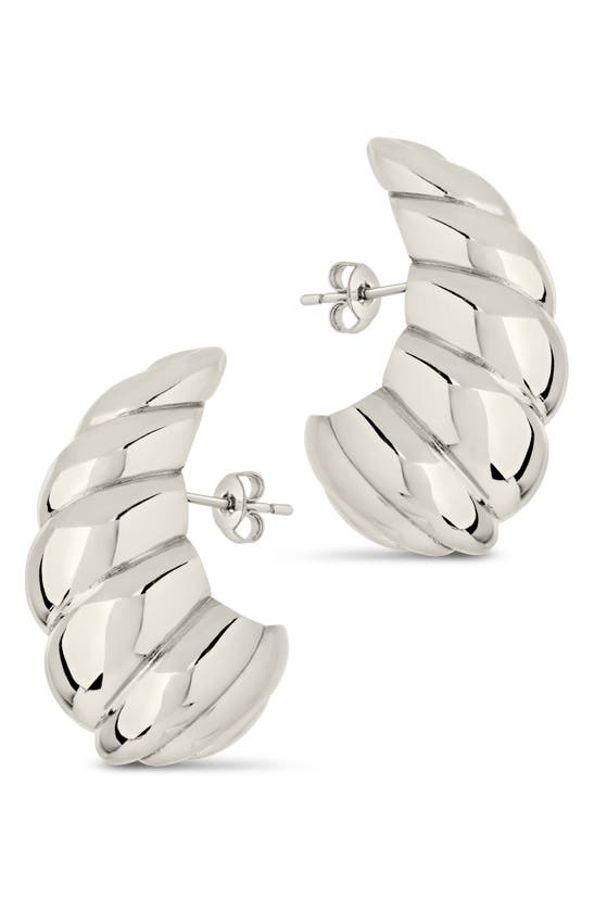 Sterling Forever Bobine Statement Earrings In Rhodium Plated In Silver