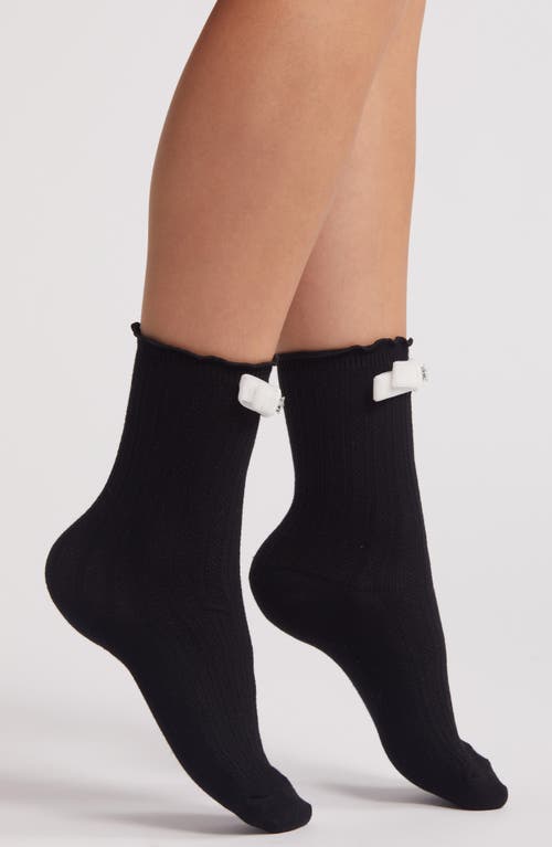 Casa Clara Bow Crew Socks In Black