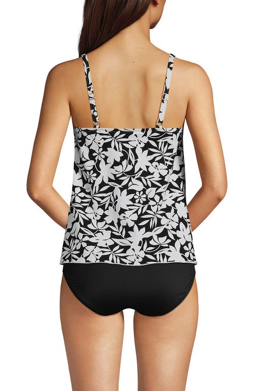 Lands' End Tulip Hem Tankini Top In Black Havana Floral
