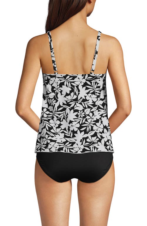 Shop Lands' End Chlorine Resistant Tulip Hem Tankini Swimsuit Top In Black Havana Floral