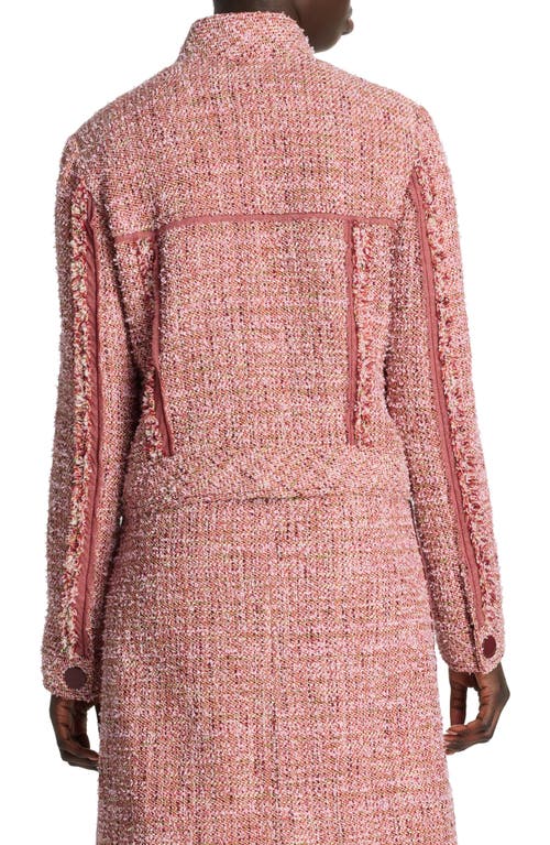 Shop St John St. John Collection Boxy Tweed Crop Jacket In Petal Pink/cranberry Multi