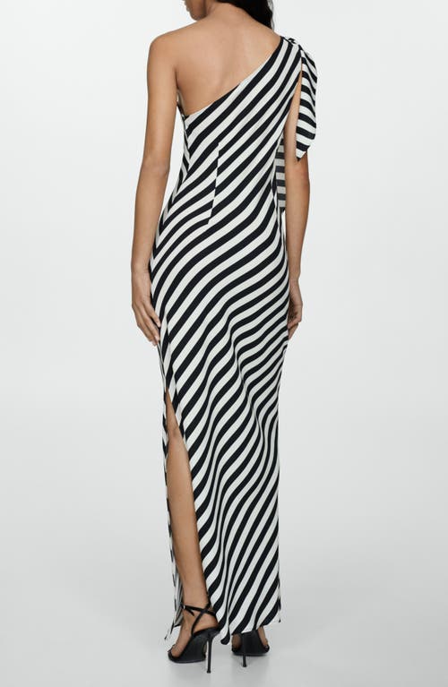 Mango Striped Asymmetrical Dress White In White