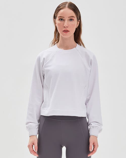 Shop Rebody Active City Zip Crop Crewneck Sweatshirt In Brilliant White