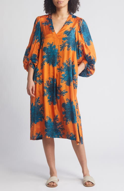 Masai Copenhagen Nalo Floral Midi Dress Russ Orange at Nordstrom,