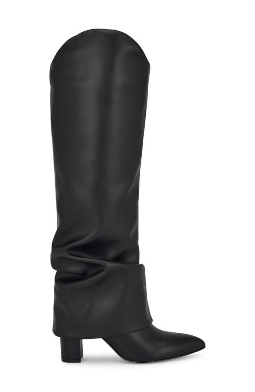 Shop Nine West Lindey Foldover Shaft Pointed Toe Knee High Boot In Black