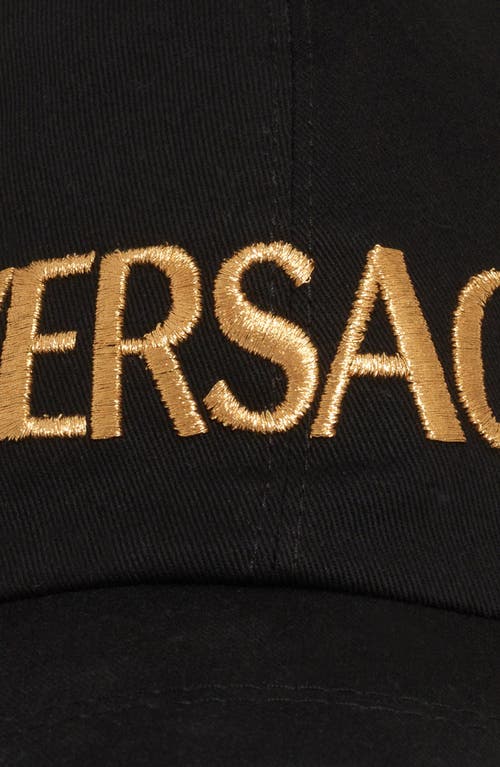 Shop Versace Metallic Logo Baseball Cap In Nero/oro