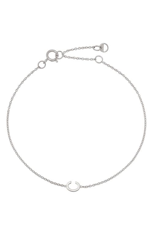 BYCHARI Initial Pendant Bracelet in 14K White Gold-C at Nordstrom