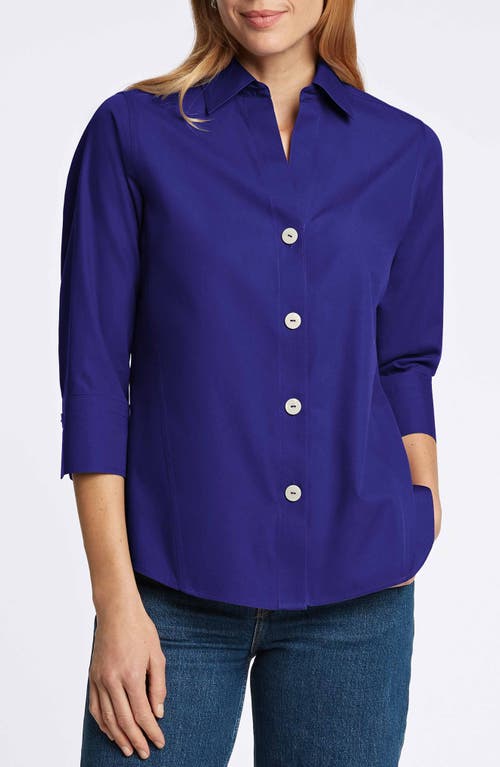 Shop Foxcroft Paityn Button-up Blouse In Majestic Blue