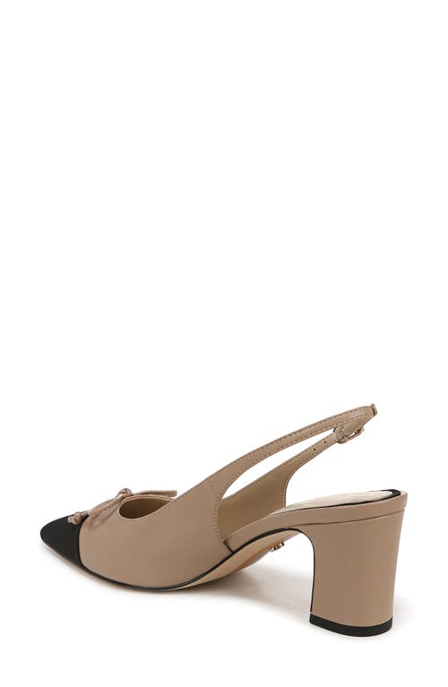 Shop Sam Edelman Willette Slingback Pointed Cap Toe Pump In Soft Beige/black