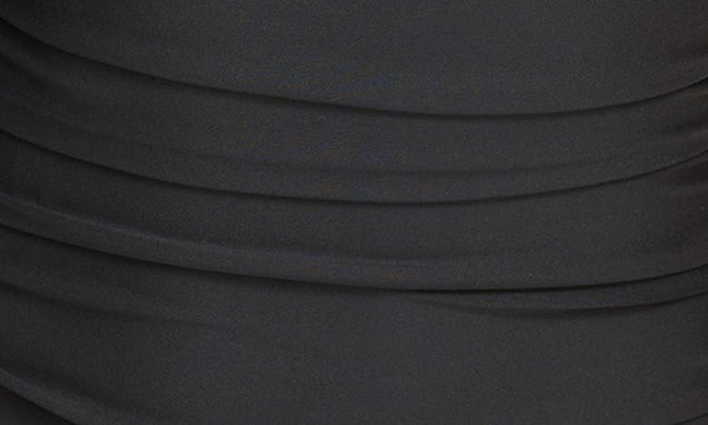 Shop Dkny Ruffle Plunge One-piece Swimsuit In Black