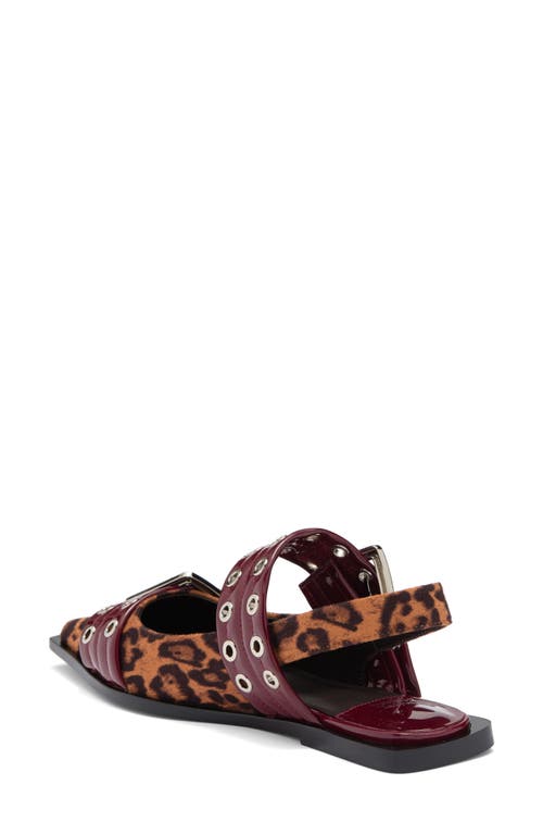 Jeffrey Campbell Debb Slingback Flat In Cheetah-satin-cherry Red Pat