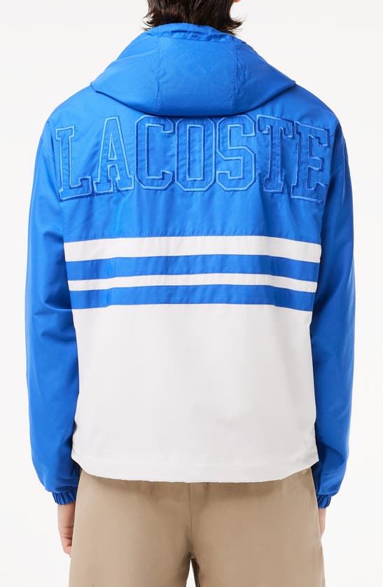 Shop Lacoste Water Repellent Colorblock Hooded Jacket In Itv Ladigue/ Farine