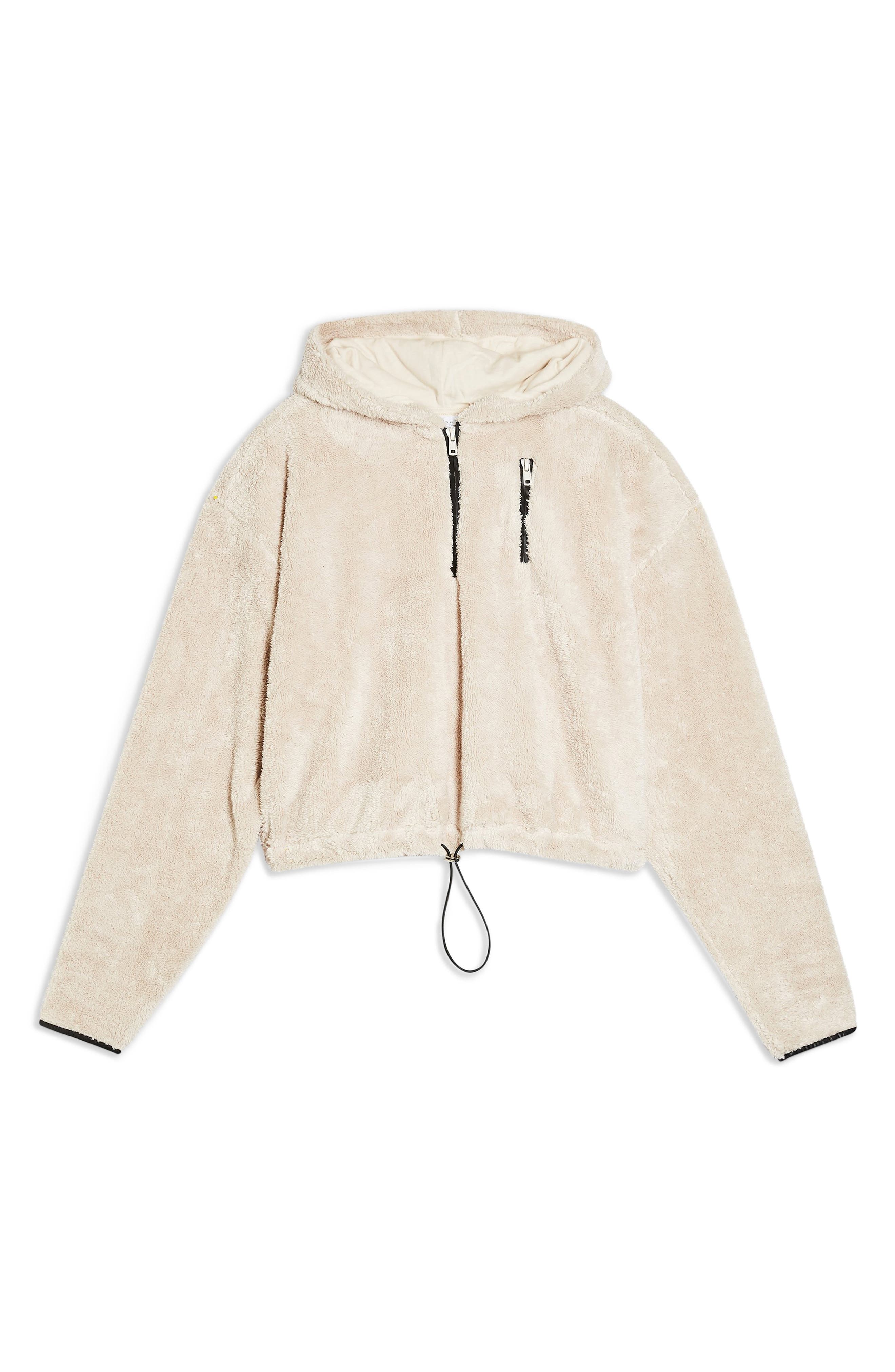 cream borg faux fur hoodie