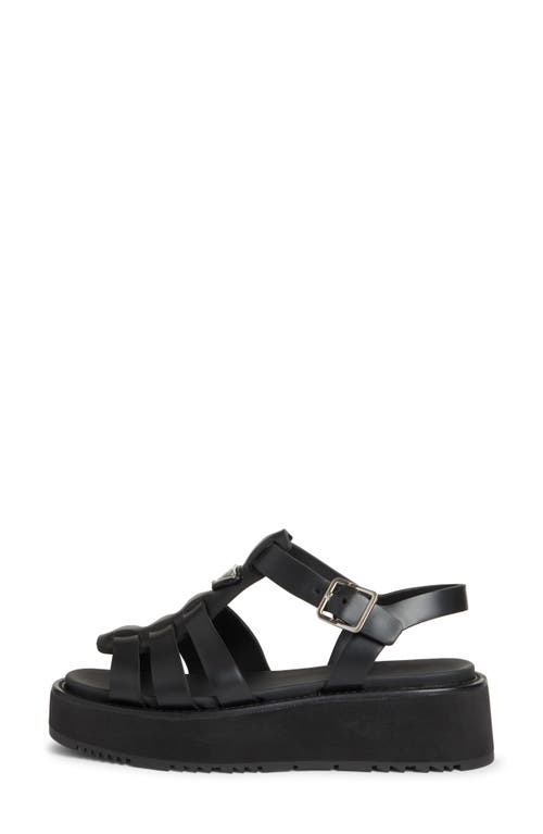 Prada Vinyl Flatform Fisherman Sandals In Nero