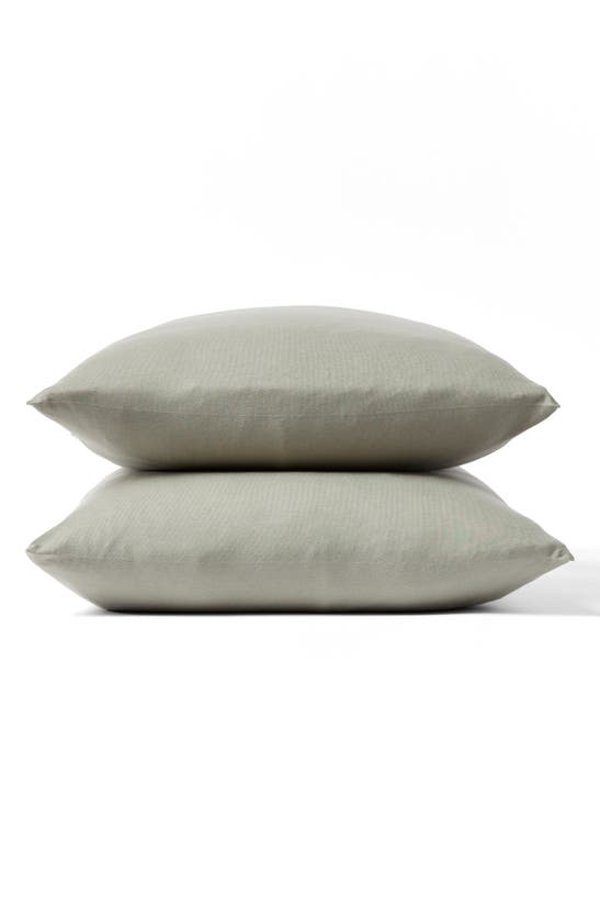 Coyuchi Set Of 2 Organic Cotton Jersey Envelope Pillowcases In Laurel