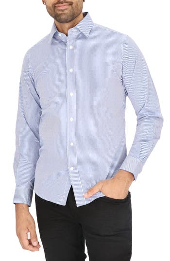 Scotch & Soda Modern Fit Dress Shirt In White/navy