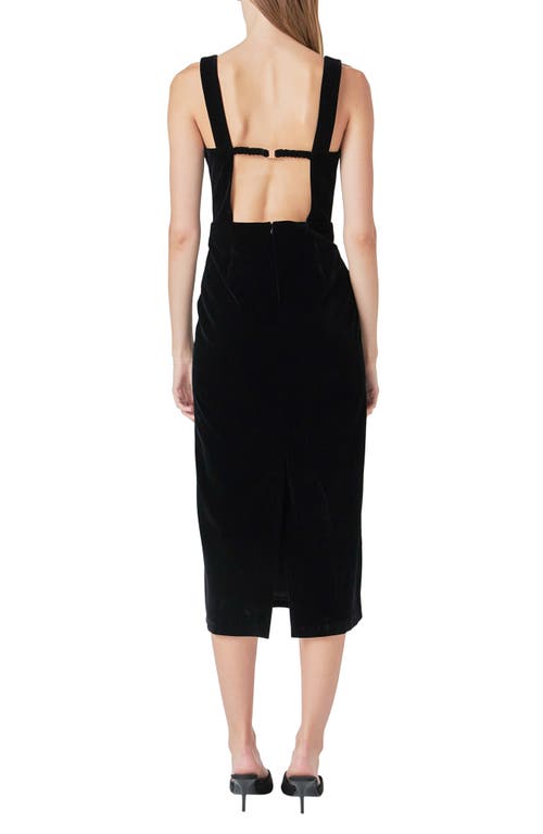 Endless Rose Open Back Velvet Midi Dress In Black