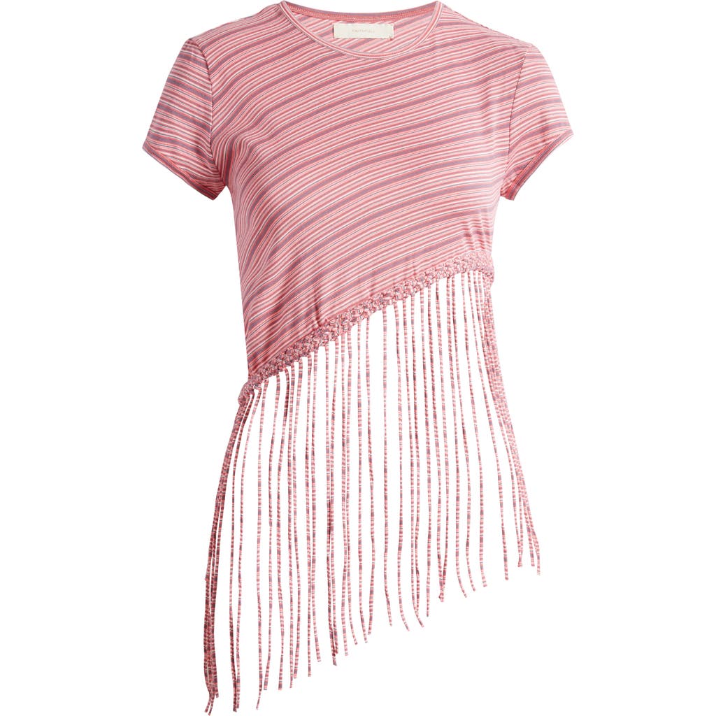 Faithfull The Brand Maceio Stripe Fringe T-shirt In Pink