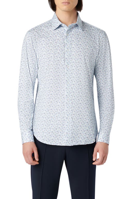 Bugatchi James OoohCotton Floral Button-Up Shirt Aqua at Nordstrom,