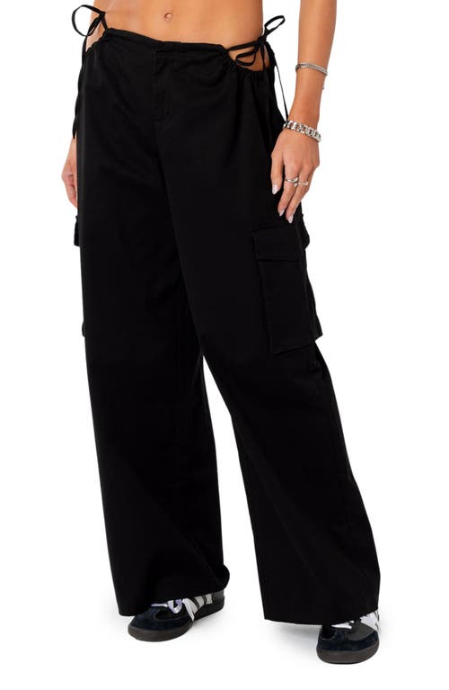 EDIKTED Carlo Low Rise Side Cutout Cargo Pants in Black at Nordstrom, Size X-Small