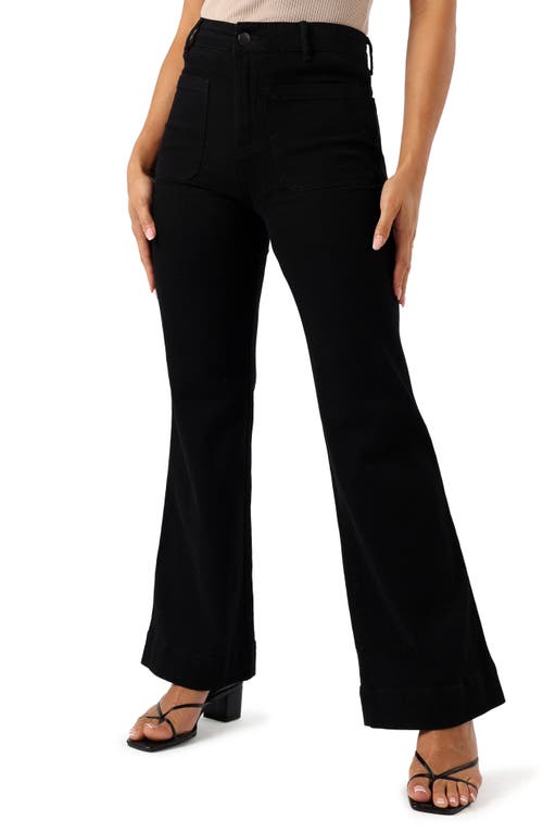 Petal & Pup Nico Patch Pocket Super High Waist Wide Leg Jeans Black at Nordstrom,