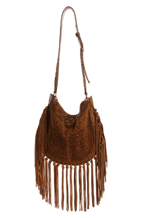 Shop Isabel Marant Oskan Laser Cut Suede Hobo Bag In Cognac