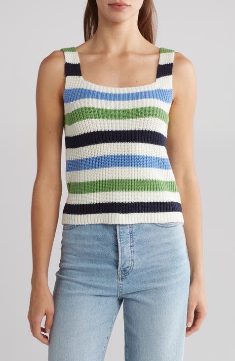 Flora Stripe Sleeveless Crochet Sweater