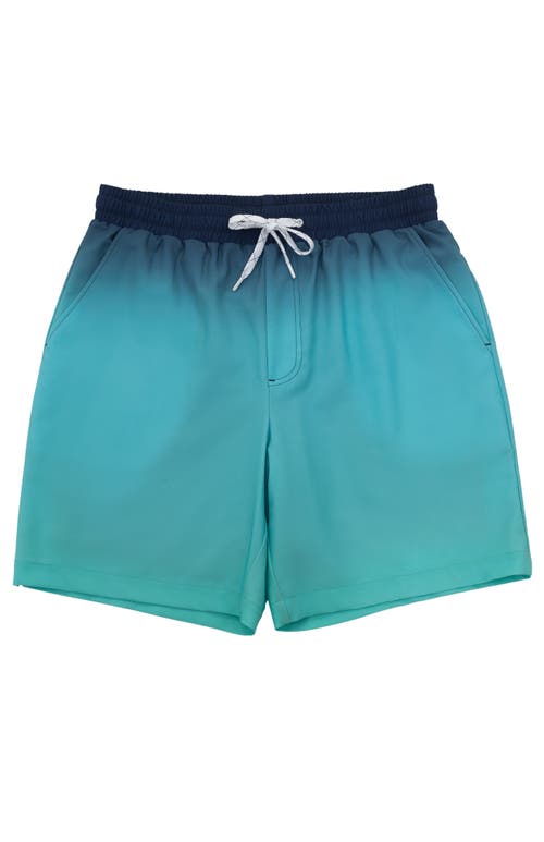 Rokka&rolla Compression Liner Stretch Swim Trunks Upf 50+ In Sea Blue Gradient