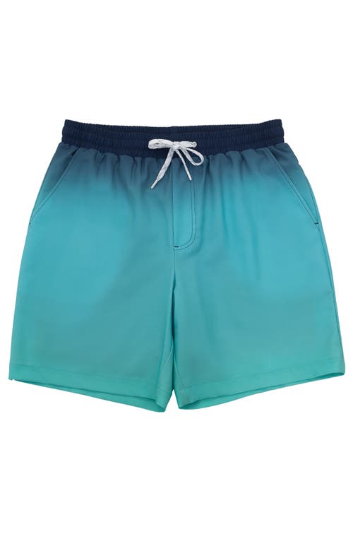 Shop Rokka&rolla Compression Liner Stretch Swim Trunks Upf 50+ In Sea Blue Gradient