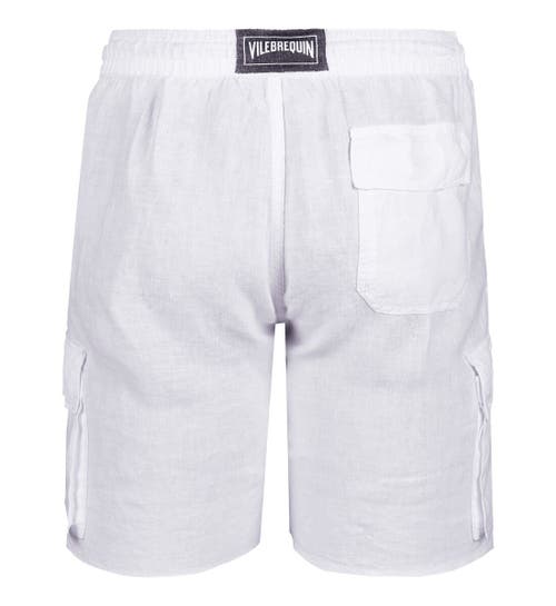 Vilebrequin Linen Bermuda Cargo Pockets Shorts In White