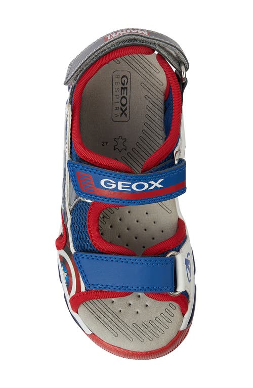Geox X Marvel Kids' Android Light-up Sandal In Blue/red
