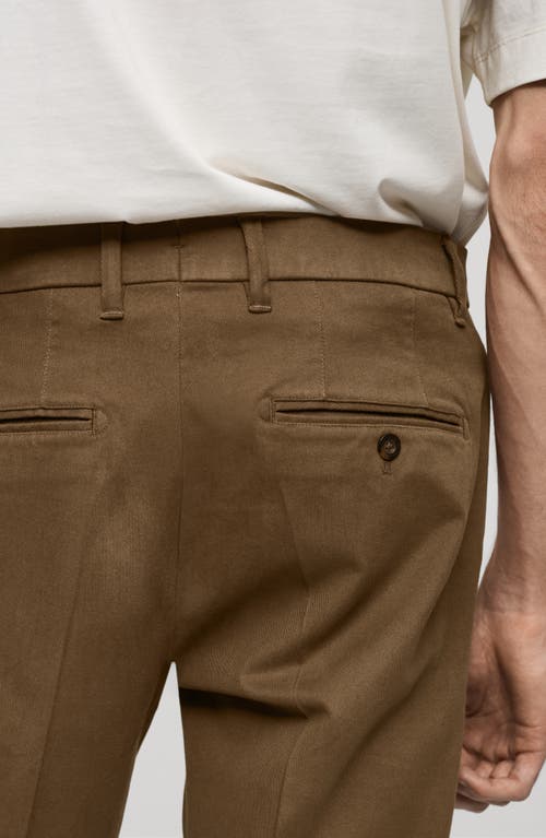 Shop Mango Regular Fit Cotton Pants In Khaki