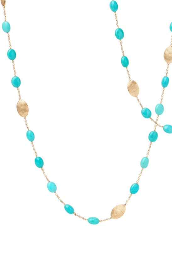 Shop Marco Bicego Siviglia Turquoise Long Station Necklace In 18k Yellow Gold