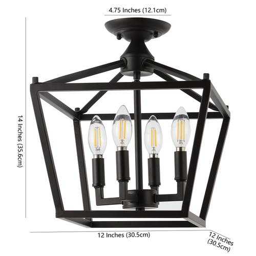 Jonathan Y Plains 4-light Iron Modern Farmhouse Led Flush Mount In Oil Rubbed Bronze