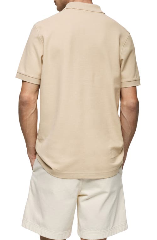 Shop Mango Relaxed Cotton Piqué Knit Polo In Beige