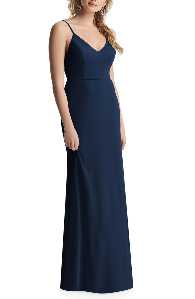 After Six Cowl Back Chiffon Trumpet Gown, Main, color, 