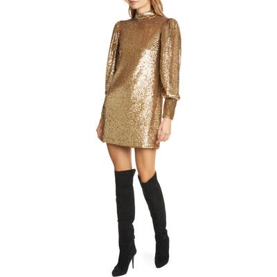 A.l.c. Christy Sequin Long Sleeve Minidress, Metallic