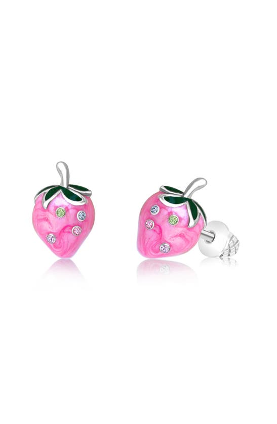 Shop Chanteur Kids' Strawberry Stud Earrings In Pink