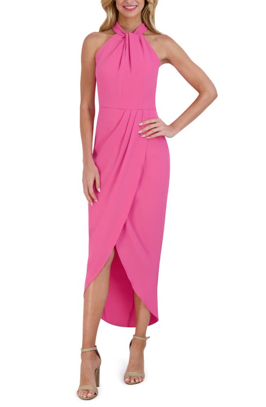 Julia Jordan Knot Neck Halter Dress In Pink