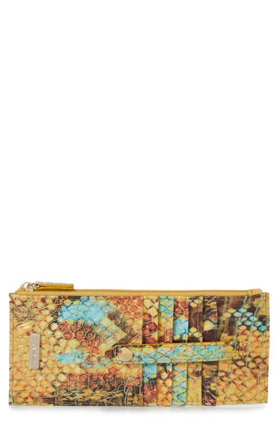 Brahmin Croc Embossed Leather Credit Card Wallet In Sunny Viper