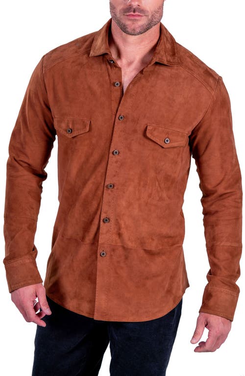 Comstock & Co. Bannock Suede Button-Up Shirt in Rust