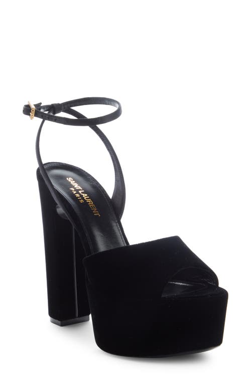 Saint Laurent Jodie Platform Ankle Strap Sandal In Nero/nero